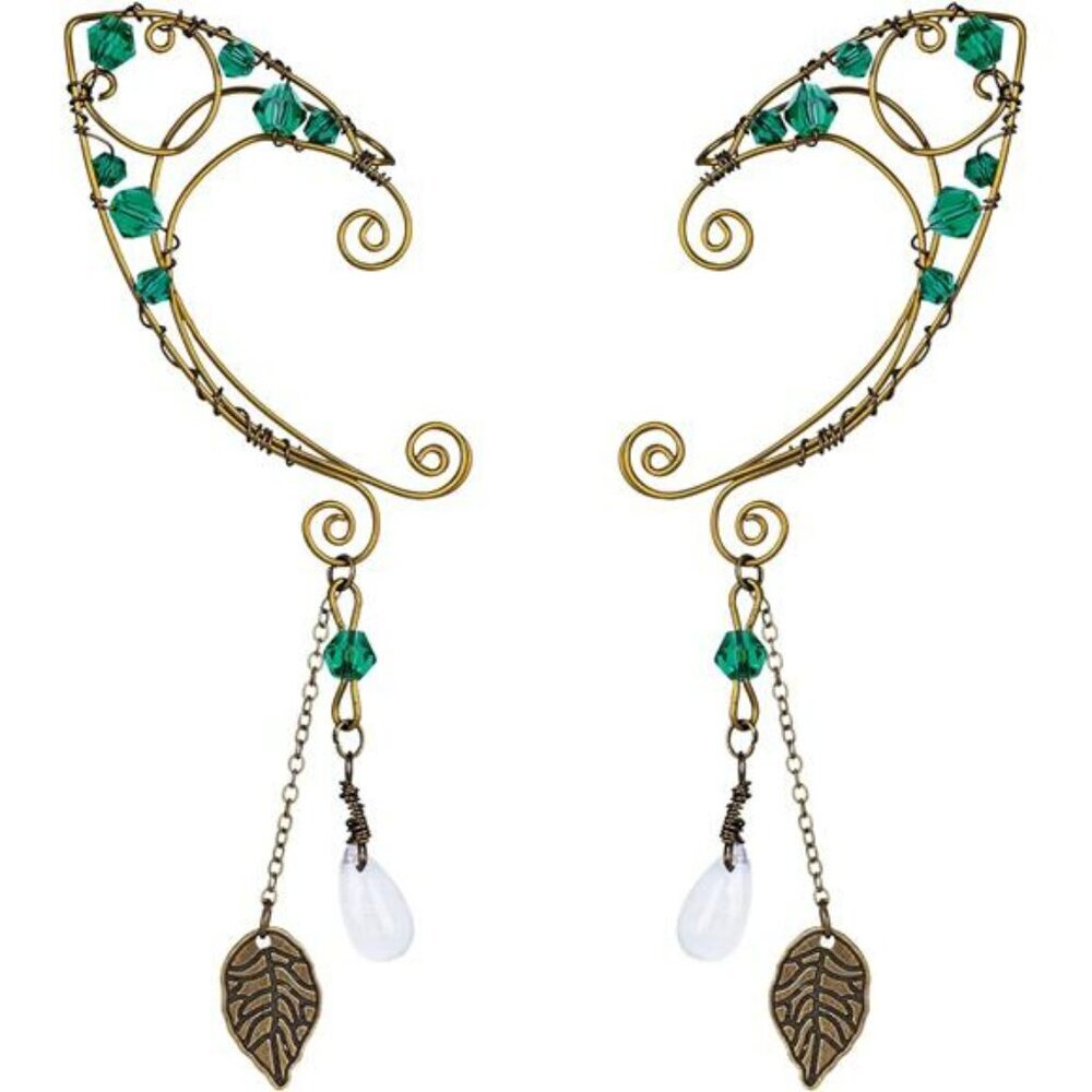 Fairy Elf Ear Cuffs Handmade Bronze Vintage Drop Dangle Wrap Costume Jewelry